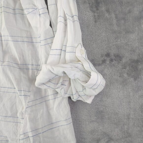 Cato Womens Plus Size Button Up Shirt 22/24W White Striped Cotton Casual Top - Picture 5 of 10